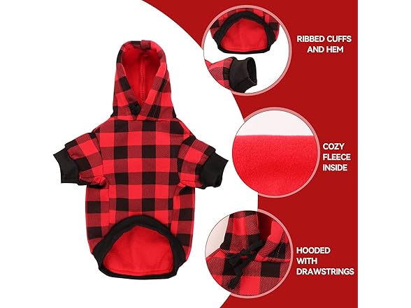 Stpiatue Dog Sweater Red Buffalo Plaid