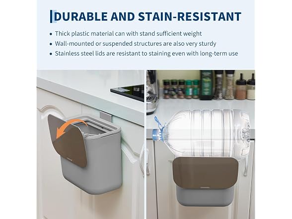 1.8 Gallon/7L Hanging Trash Can with Stainless Steel Lid
