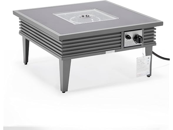 LeisureMod Walbrooke Modern Outdoor Square Fire Pit Table with Slats