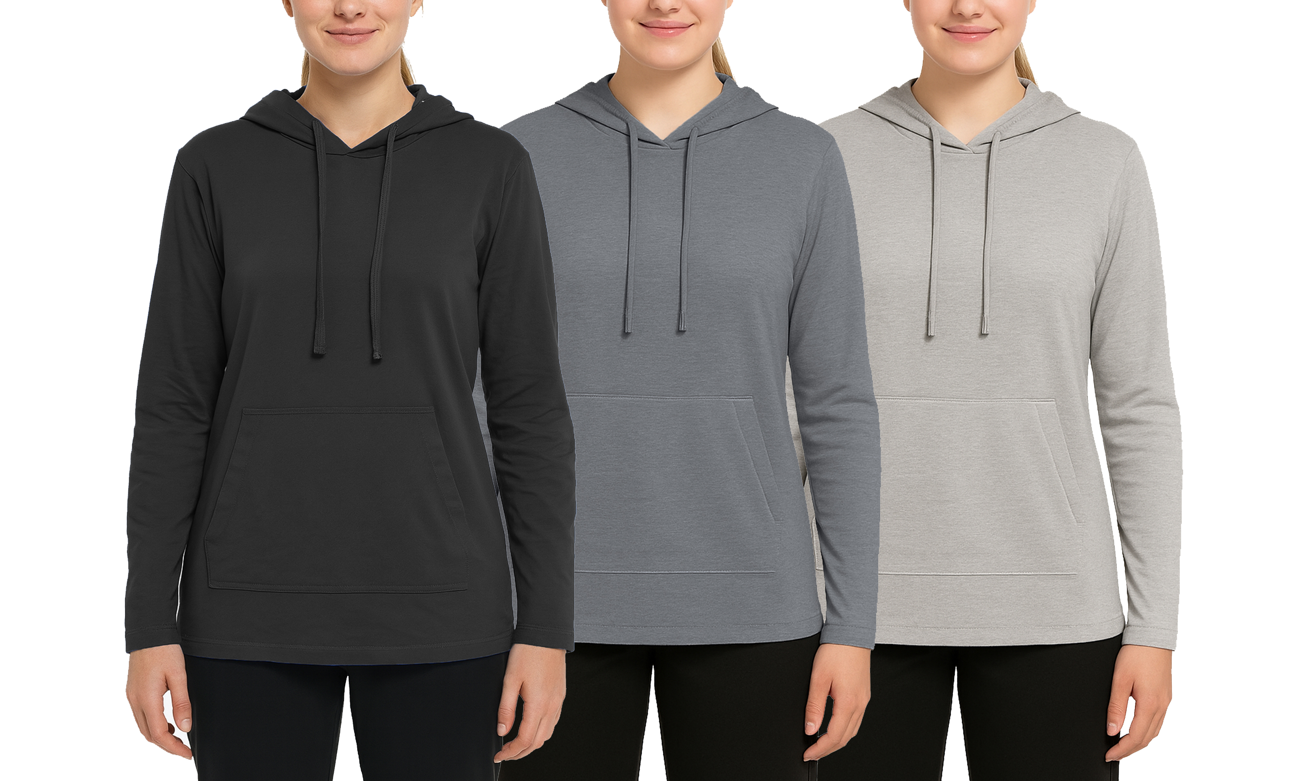 3Pk Womens Lightweight Lounge Hoodie - Gallery 8