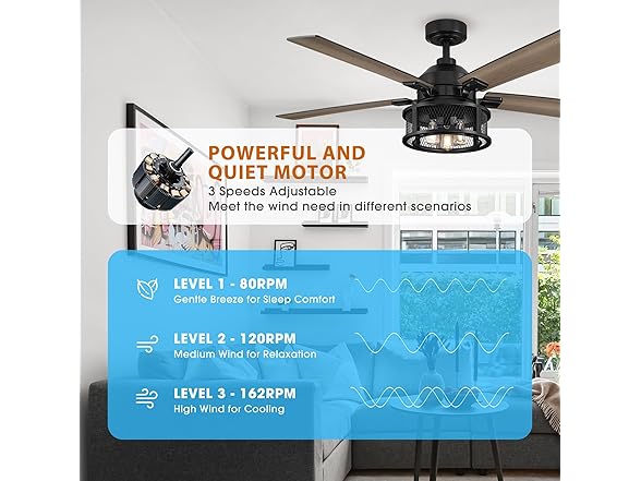 Parrot Uncle F6318110V 52" Ceiling Fan with Lights