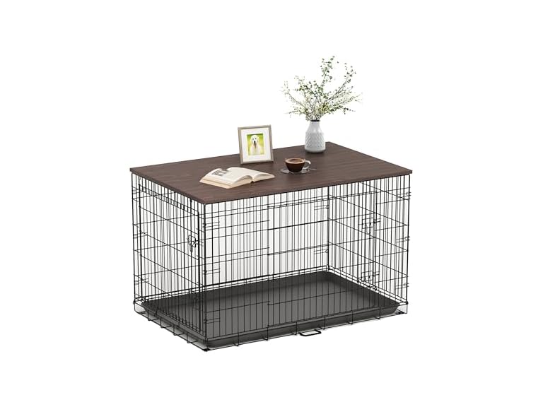 Piskyet Dog Crate Topper Wood Countertop for 48 42 36 3