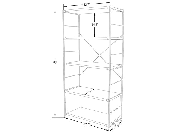 LeisureMod Brentwood 4-Shelves Bookcase