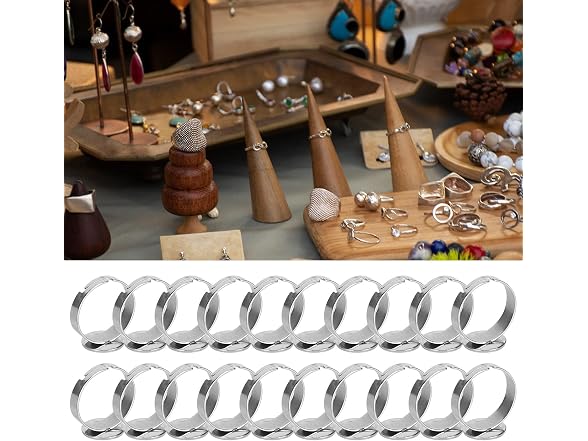 Agatige 20PCS Blank Rings, Adjustable Flat