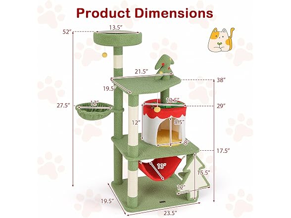 PETSITE 52 inch Christmas-Themed Cat Tree