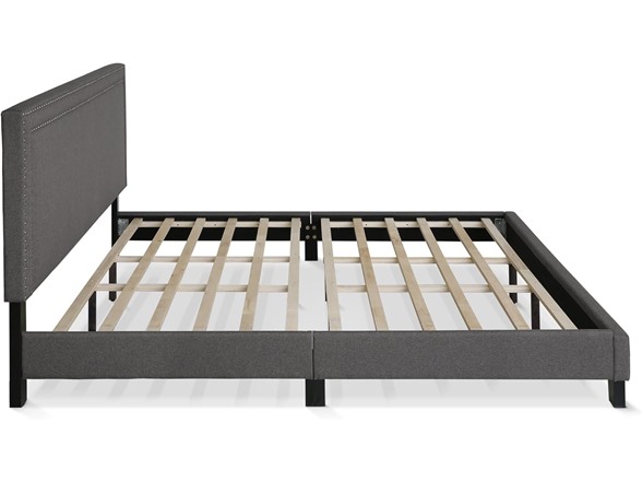 Furinno Upholstered Nail Head Bed Frame, King
