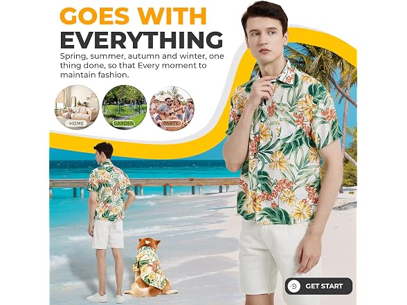 Dog Shirt Hawaiian Dog and Cat Summer T-Shir