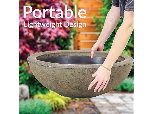 Sunnydaze Percival 20.75" Shallow Outdoor Planter Bowl - Sable