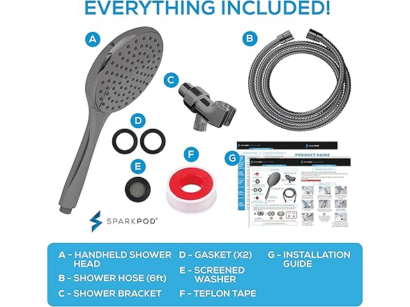 6" Handheld Shower Head w/ 6ft Hose