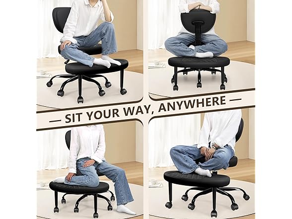 Ergonomic Cross Legged Office Chair with Wheels