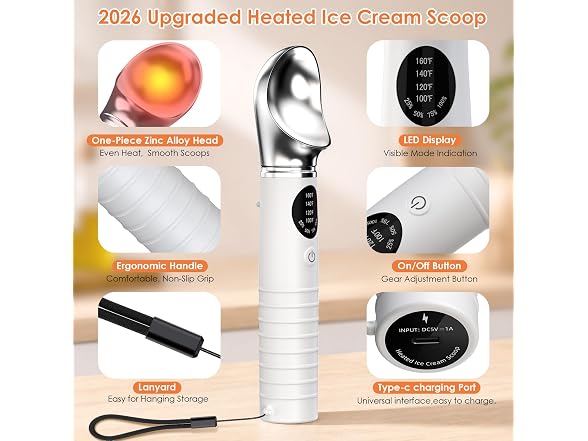 4 Heating Levels Electric Ice Cream Scooper