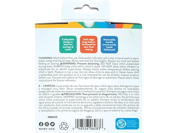 Nuby Collapsible Rinse Pail for Baby Bath Time