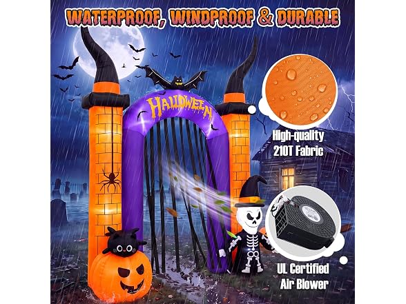 10.8FT Halloween Inflatable Arch Skull