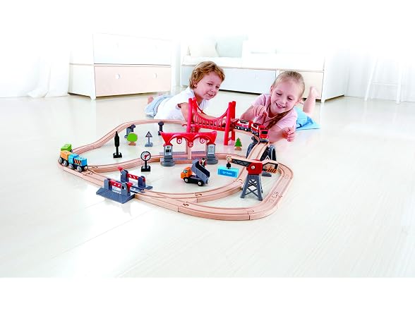 Hape Wooden Busy City Train Rail Set