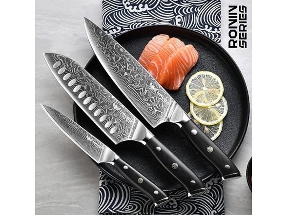 Haugo 3-Pc Damascus Chef Knife Set