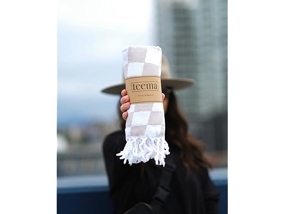 Teema Large Turkish Beach Towel- Tan