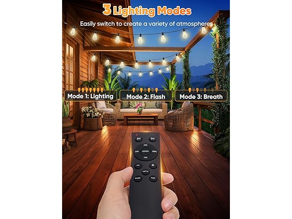 Brightever 50FT Outdoor String Lights with Remote