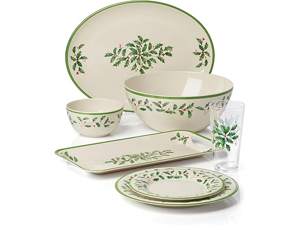 Leno Holiday 4-Piece Melamine Dinner Plate Set