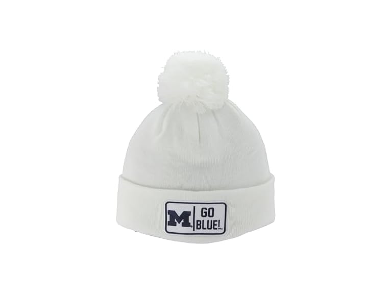 ZHATS Standard NCAA Officially Licensed Pom Beanie Patch Defer White, ,Michigan Wolverines