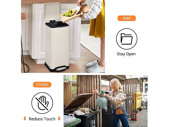 Takywep 8 Gal/30 l Kitchen Trash Can Beige