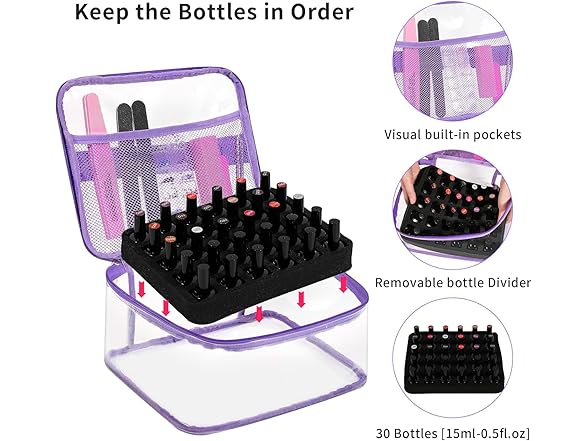 Beloving Nail Polish Organizer Bag Holds 30 Bottles