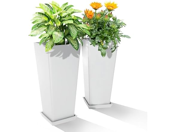 YESUNEED 24-Inch Tall Planters Set of 2 for Outdoor and Indo (Open Box)