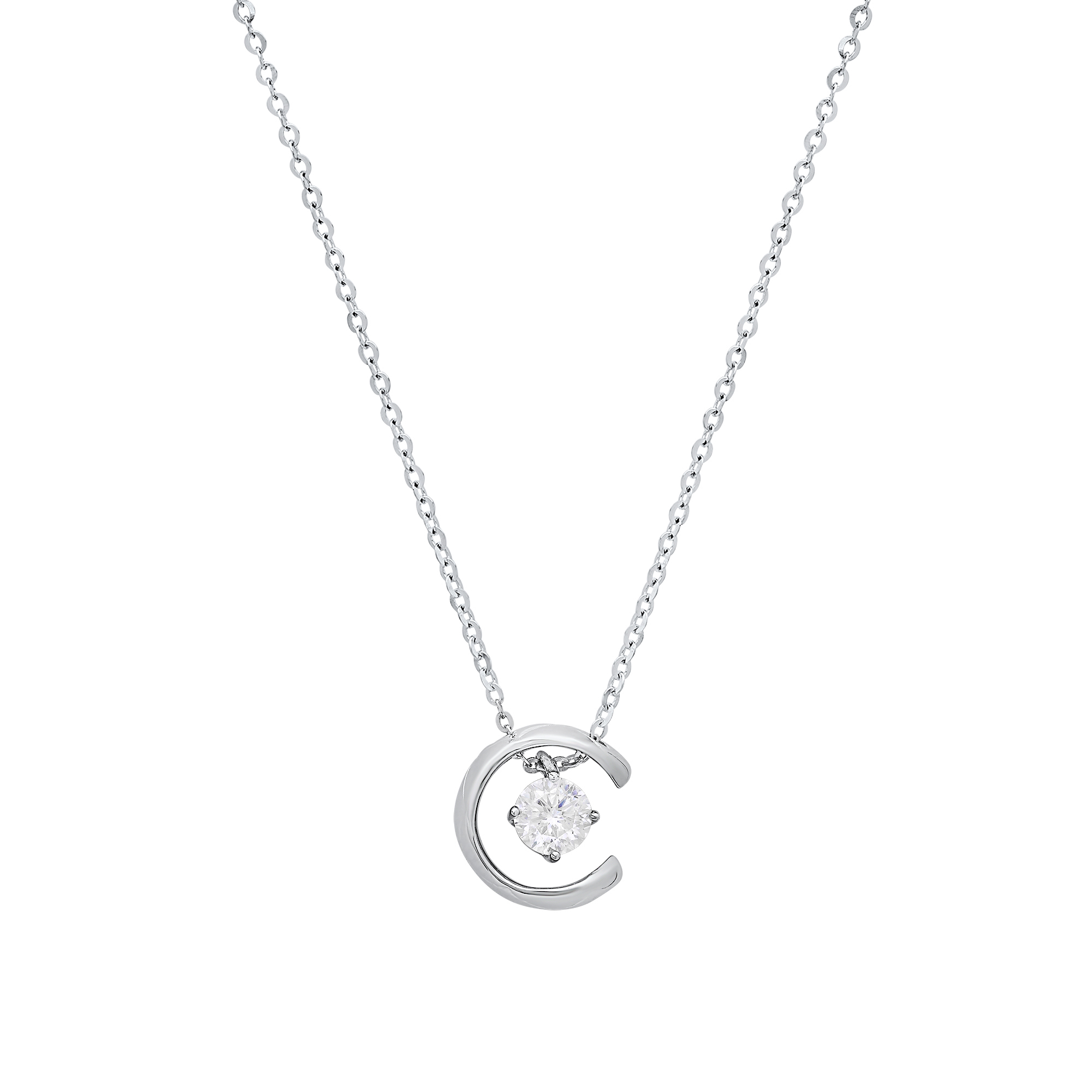 Moon & Star Moissanite Necklace - Gallery 5