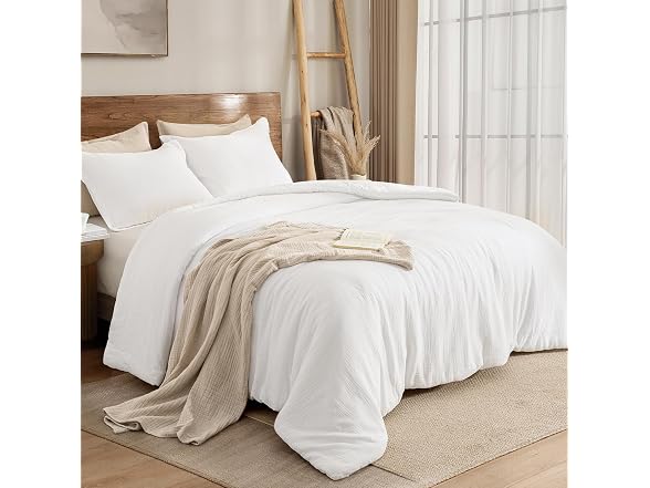 PHF White Cotton Muslin Comforter Set King