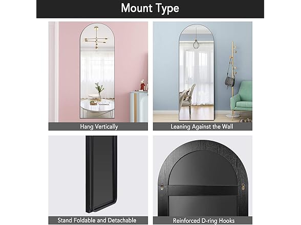 PexFix Full Length Sleek Arched-Top Standing Mirror