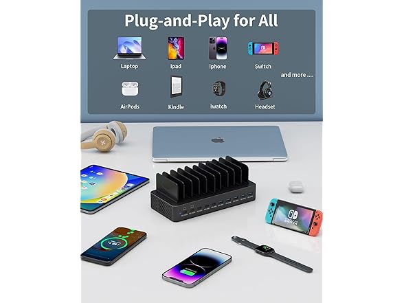 10-Port USB C Fast Charger Station | 520W