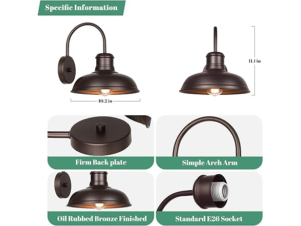 VerRon B0C6XFMJFG Barn Light Bronze 2-Pack