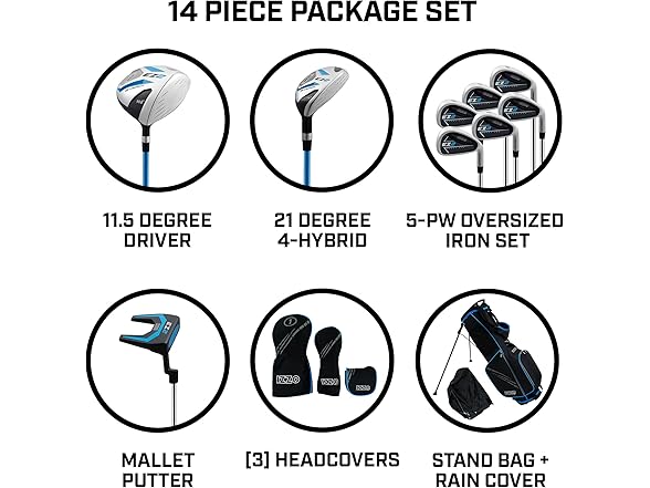 Izzo Golf EZ2 14 Piece Mens Right Hand Golf Club Set