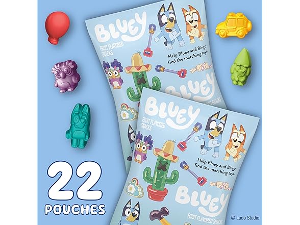22CT Bluey Fruit Flavored Snacks, Fat Free