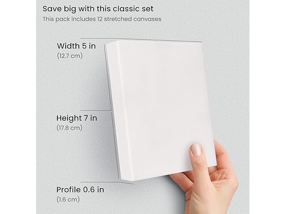 ARTEZA Stretched Canvas, 5 x 7 Inches, 12Pk