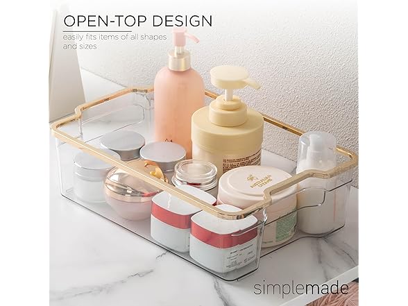 SIMPLEMADE Clear Refrigerator Bins, Gold