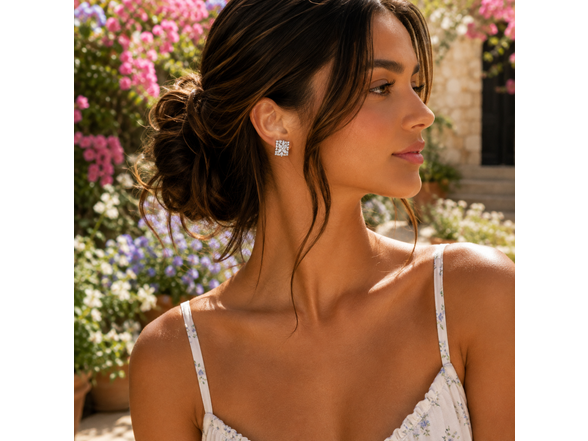 Cluster Cubic Zirconia Stud Earrings