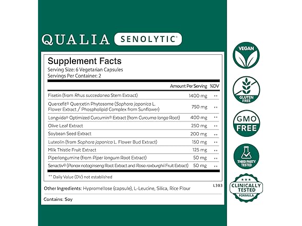 QUALIA LIFE SCIENCES Senolytic Supplement 30ct
