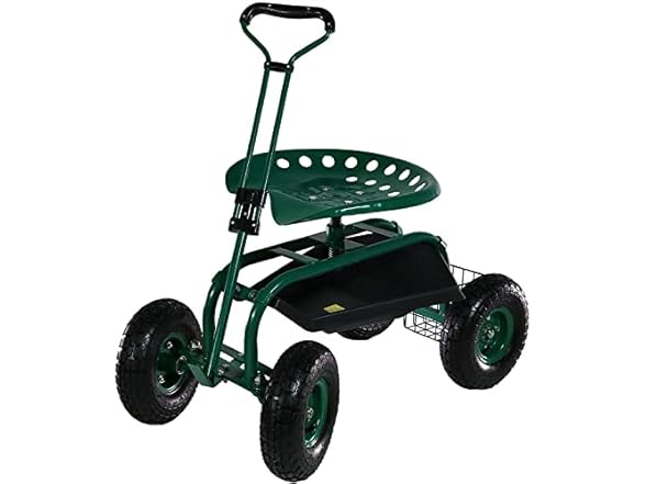 Sunnydaze Rolling Garden Cart, Green