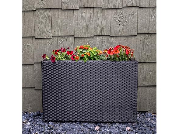 Sunnydaze 3-Section Tall Wicker Planter Box