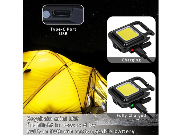 2-Pack Rechargeable Keychain Work Lights