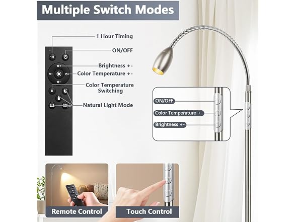 Reading Floor Lamp, Brushed Nickel