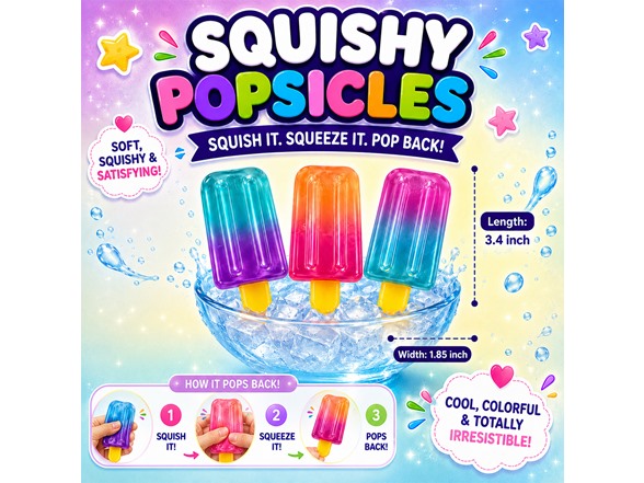 Twilight Squishy Sensory Toys Popsicle, 3PK