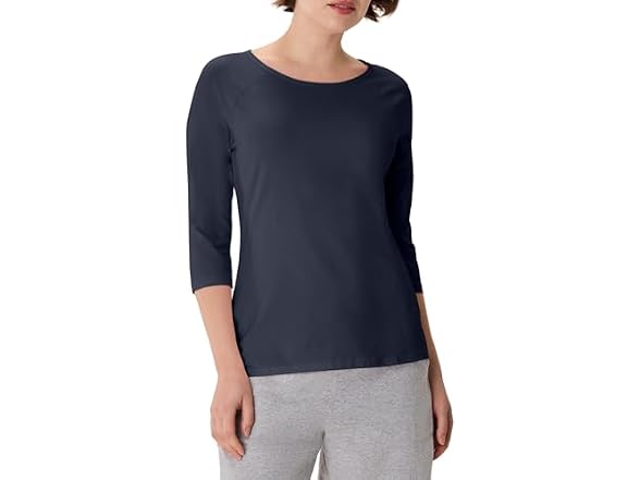 Hanes Women Stretch Cotton Raglan Sleeve Tee
