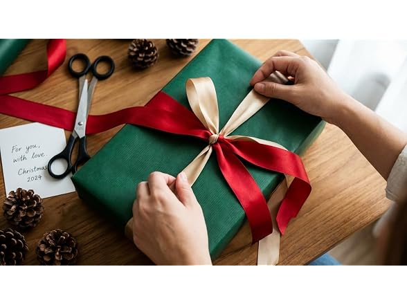 Gold & Red Satin Ribbon 1" x 4 Rolls