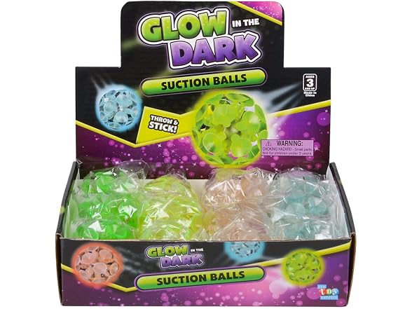 Rhode Island Novelty 2" Glow-in-The-Dark Suction Balls, 12 Pieces per Order