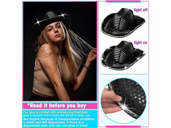 20 Pack Flashing Lights Cowboy Hat