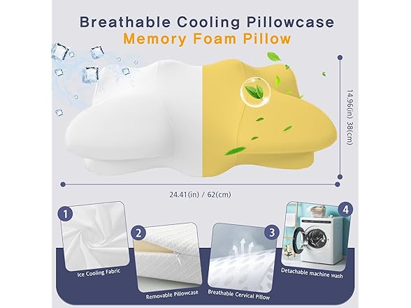 ofwaterstroll Dual-Height Cervical Neck Pillow for Pain