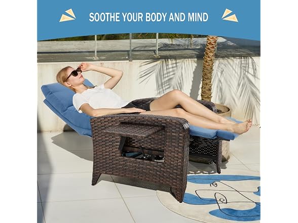 ZZW Upgraded Outdoor Recliner Chair Blue