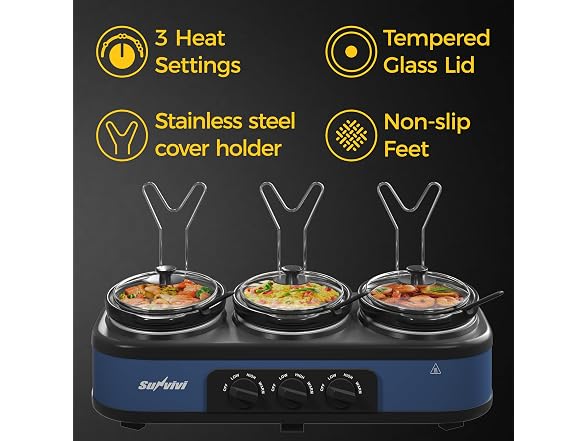 Triple Slow Cooker Buffet Servers