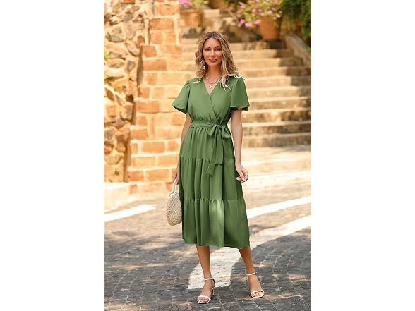 Prettygarden Women (XL) Summer Dresses V Tie Dress